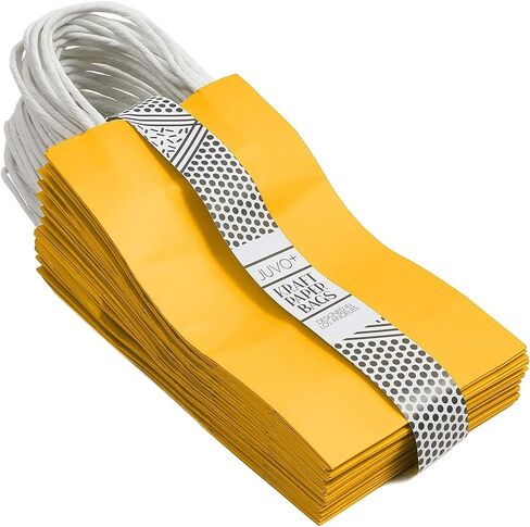 BLUE PANDA 25-Pack Orange Gift Bags with Handles - Medium Size Paper Bags for Birthday, Wedding, Retail (8x3.9x10 In) in Kuwait