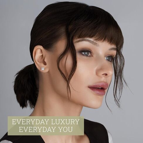 Gilded IGI Certified Lab-Grown Diamond 14KT White Gold and Yellow Gold Stud Earrings for Women| Hypoallergenic Fine Gold Jewelry | 4-Prong Basket, Screw Back Nut | VSI1 Clarity, E-F Color, Round Cut and Princess Cut | 1-2-3 Carat Total Weight in Kuwait