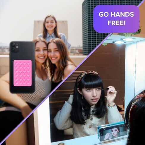 Silicone Suction Cup Phone Mount || 2 Products: 1 Sticky Phone Grip for Back of Phone + 1 Adhesive Wallet for Your Phone - Hands-Free, Durable and Strong Grip Holder for Selfies & Videos in Saudi Arabia