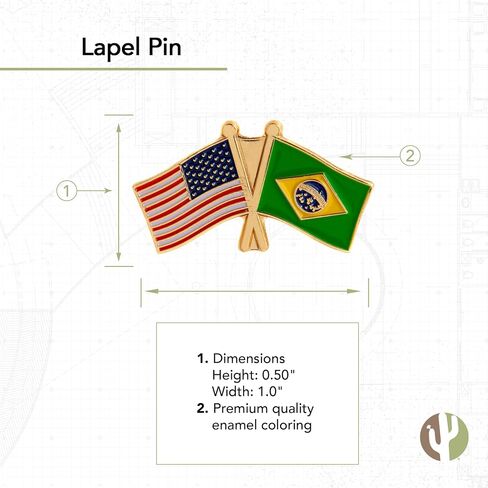 Desert Cactus Brazil Flag Lapel Pin Country Enamel Made of Metal Souvenir Hat Men Women Patriotic Brazilian (Rectangle Pin) in Saudi Arabia