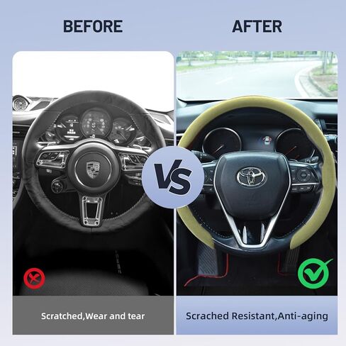 Suede Steering Wheel Cover, Universal 15 Inch Premium Non-Slip Steering Wheel Cover Gray in Kuwait