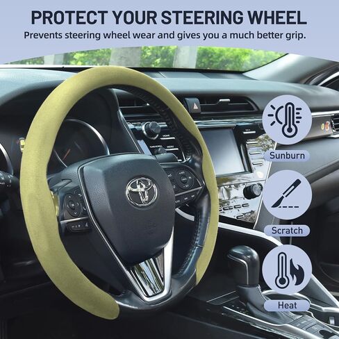 Suede Steering Wheel Cover, Universal 15 Inch Premium Non-Slip Steering Wheel Cover Gray in Kuwait