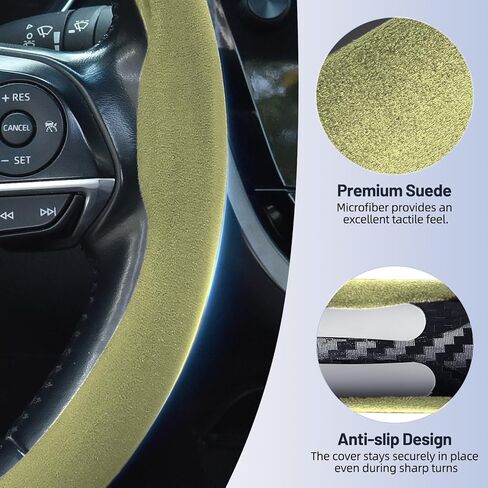 Suede Steering Wheel Cover, Universal 15 Inch Premium Non-Slip Steering Wheel Cover Gray in Kuwait