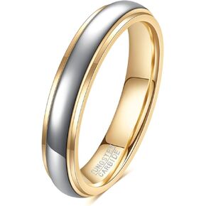 VQYSKO Tungsten Wedding Band Ring for Men Women | 6mm Gold Silver Two-Tone Step Edges Tungsten Wedding Band Ring for Men Women | High Polish Comfort Fit | Size 6-12 in Kuwait