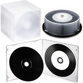 25 Pcs CD-R 700MB Black Surface,with 25 Pcs Clear Jewel Case | 80 Min Capacity, 52X Speed, White Inkjet Printable Center, 25 Jewel Cases Included, Music Archiving, Data Backup, Labels in Kuwait