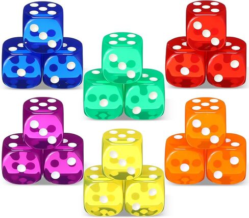 18 Pcs Casino Theme Party Dice Large Opaque Jumbo Acrylic D6 Dice for Casino, Craps, Table Games and Board Games(30 mm,Classic Color) in Kuwait