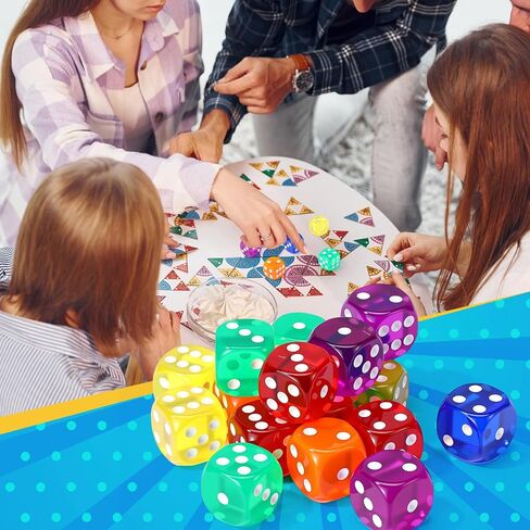 18 Pcs Casino Theme Party Dice Large Opaque Jumbo Acrylic D6 Dice for Casino, Craps, Table Games and Board Games(30 mm,Classic Color) in Kuwait