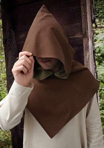 Medieval Cowl Linen Hat Pointed Hem Lined Hooded Cloak Cape for Ren Faire in Kuwait