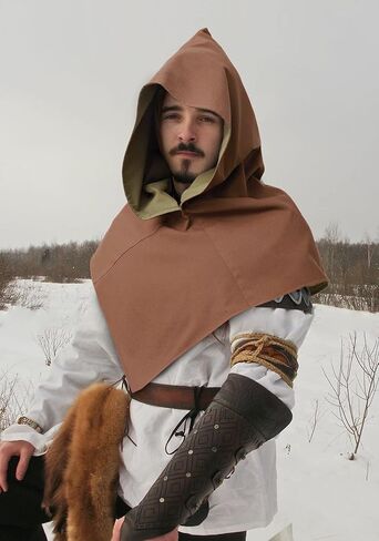 Medieval Cowl Linen Hat Pointed Hem Lined Hooded Cloak Cape for Ren Faire in Kuwait