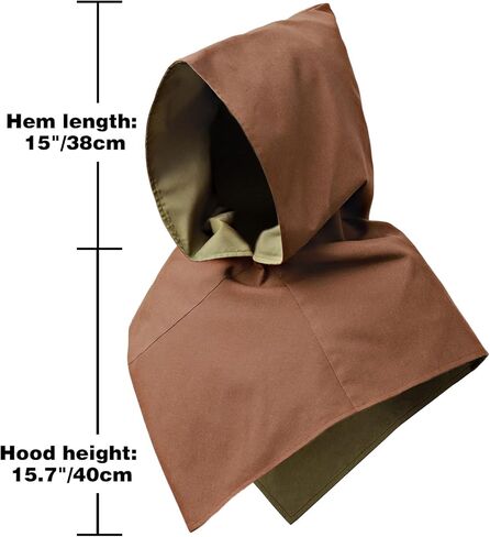 Medieval Cowl Linen Hat Pointed Hem Lined Hooded Cloak Cape for Ren Faire in Kuwait