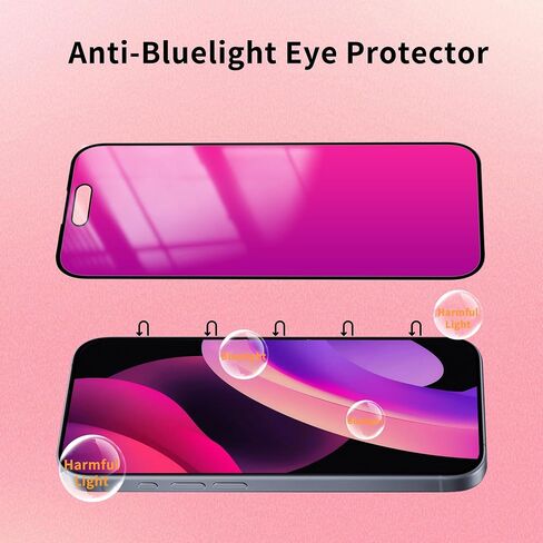 واقي شاشة للخصوصية لهاتف iPhone 16 Pro Max من الزجاج المقسى لهاتف iPhone16 ProMax مضاد للتجسس ومضاد للضوء الأزرق مع إطار تثبيت بدون فقاعات (6.9 بوصة وردي) in Kuwait