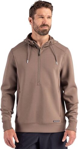 Cutter & Buck Roam Eco Half Zip Recycled Mens Hooded Pullover in Saudi Arabia