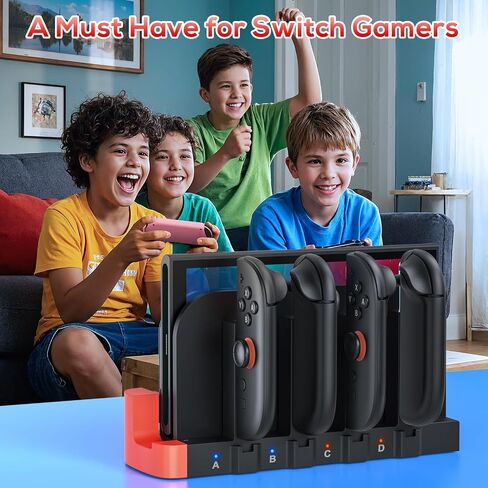 [Switch 2/1 متوافق] شاحن وحدة تحكم ، 8 في 1 Dock الشحن السريع لـ Nintendo Switch 2 ، محطة شاحن مغناطيسي مزدوج التوجيه اللاسلكي ، مؤشر LED ، NS 2 شحنة. in Kuwait