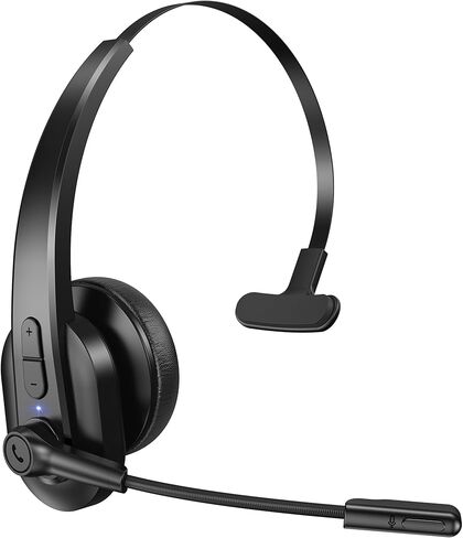 Bluetooth Headset with USB Dongle for Computer, Single-Ear Wireless Headset with Noise Cancelling Microphone for Office & Truckers, Bluetooth V5.2 with Mute Button for Work in Saudi Arabia