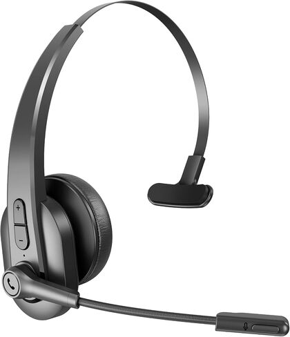 Bluetooth Headset with USB Dongle for Computer, Single-Ear Wireless Headset with Noise Cancelling Microphone for Office & Truckers, Bluetooth V5.2 with Mute Button for Work in Saudi Arabia