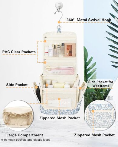 Relavel Hanging Toiletry Bag for Men and Women, Travel Toiletries Bag Water-resistant Large Makeup Cosmetic Organizer Storage, Shaving Dopp Kit Shower Bathroom Hygiene Bags, Carry-on Travel Essentials in Kuwait
