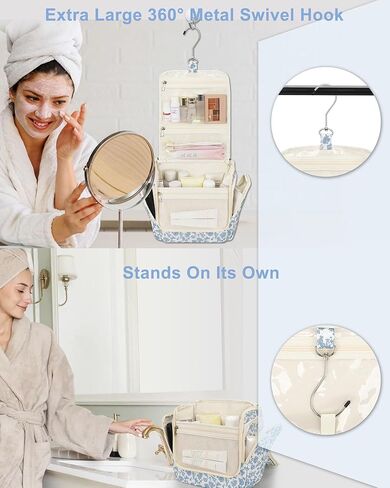 Relavel Hanging Toiletry Bag for Men and Women, Travel Toiletries Bag Water-resistant Large Makeup Cosmetic Organizer Storage, Shaving Dopp Kit Shower Bathroom Hygiene Bags, Carry-on Travel Essentials in Kuwait