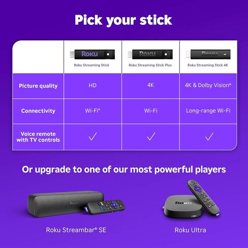 Roku Streaming Stick Plus 2025 - 4K & HDR Roku Streaming Device for TV with Voice Remote - Free & Live TV in Saudi Arabia