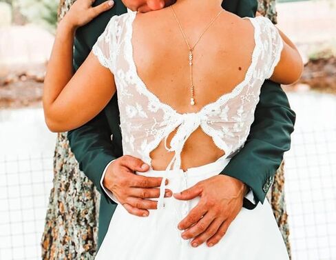 Pearls Back Chain Necklace Bridal Wedding Backdrop Body Jewelry for Women Summer Body Chain Necklace Shoulder Back Chain (Silver 2) in Saudi Arabia
