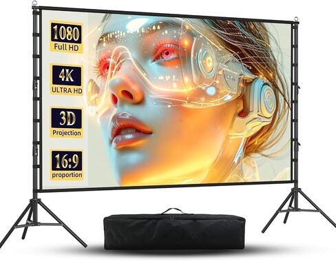 200 inch Projector Screen with Stand,Portable Heavy Duty Bracket Projector Screen 16:9 4K HD Rear Front Projection Movie Screen with Carry Bag Support Height Adjustable Stand for Home Theater in Saudi Arabia