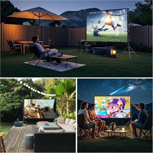 200 inch Projector Screen with Stand,Portable Heavy Duty Bracket Projector Screen 16:9 4K HD Rear Front Projection Movie Screen with Carry Bag Support Height Adjustable Stand for Home Theater in Saudi Arabia