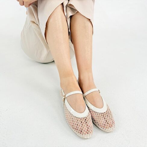 Mesh Flats for Women Ballet Mary Jane Flats Buckle Strap Comfy Casual Office Daily Ballerina Flat Women Shoes in Saudi Arabia