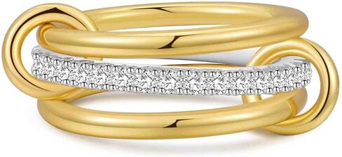 Silver Rings for Women Non Tarnish, Interlocked Stackable Rings Set, Multi Connected Bands Cubic Zirconia Rings for Women in Saudi Arabia