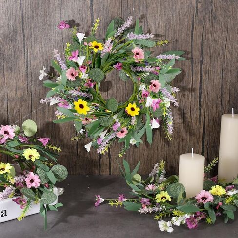6 Pcs Mini Green Boxwood Candle Rings Wreaths Spring Summer Kitchen Cabinet Swags Wreath 3 Inch Wedding Rings Wreaths Pillar Candle Holder for Wedding Home Door Tabletop Decor in Saudi Arabia