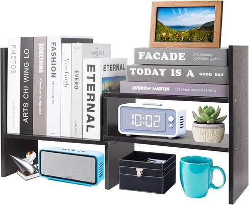 منظم الجرف المكتبي Shellkingdom ، أرفف سطح المكتب على شكل H ، رف زاوية سطح المكتب القابل للتعديل ، رف تخزين رف الكتب وديكور المقصورة للمكتب ، الطاولة ، المدرسة ، المكتب ، منظم مكتب المسكن - الأسود in Kuwait