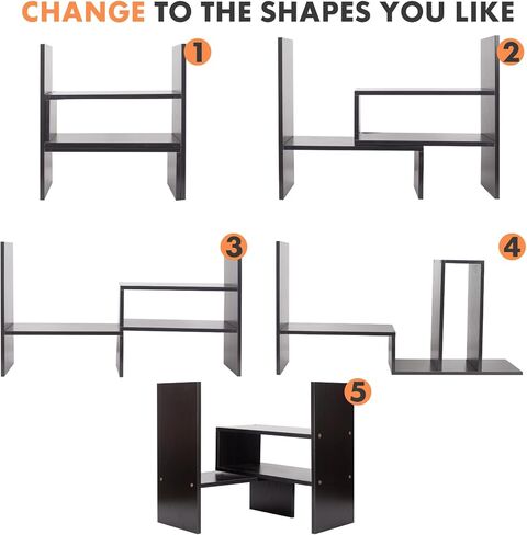 منظم الجرف المكتبي Shellkingdom ، أرفف سطح المكتب على شكل H ، رف زاوية سطح المكتب القابل للتعديل ، رف تخزين رف الكتب وديكور المقصورة للمكتب ، الطاولة ، المدرسة ، المكتب ، منظم مكتب المسكن - الأسود in Kuwait