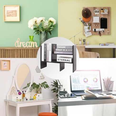 منظم الجرف المكتبي Shellkingdom ، أرفف سطح المكتب على شكل H ، رف زاوية سطح المكتب القابل للتعديل ، رف تخزين رف الكتب وديكور المقصورة للمكتب ، الطاولة ، المدرسة ، المكتب ، منظم مكتب المسكن - الأسود in Kuwait