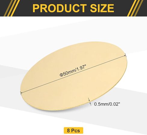 uxcell 2Pcs Brass Round Plate, 0.06"(1.5mm) Thick 2"(50mm) Dia H62 Brass Round Disc Blank Round Metal Sheet Copper Circle Disc for Metal Stamping DIY Crafts in Kuwait
