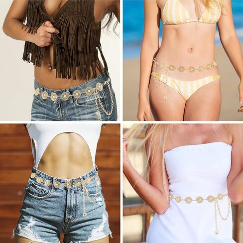 الحزام الغربي المعدني Concho للنساء Cowgirl Boho الفيروز سلسلة أحزمة لفساتين الجينز الجماعة الحفل الموسيقي in Saudi Arabia
