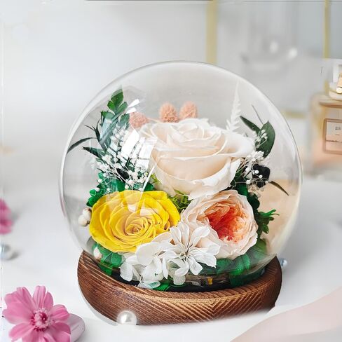 Preserved Real Rose Gifts for Her- Red Forever Rose in Glass Dome with LED for Women Mom Girlfriend Grandma Wife Birthday Mother's Day Christmas Valentines Day Gifts in Saudi Arabia