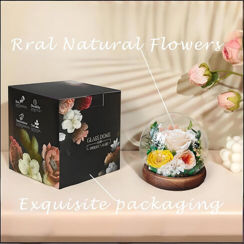 Preserved Real Rose Gifts for Her- Red Forever Rose in Glass Dome with LED for Women Mom Girlfriend Grandma Wife Birthday Mother's Day Christmas Valentines Day Gifts in Saudi Arabia
