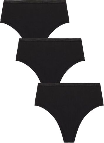Subset Women's High Rise Organic Cotton Thong 3 Pack, Breathable, Tag-Free, Comfortable Everyday No Show Knickey Underwear in Saudi Arabia