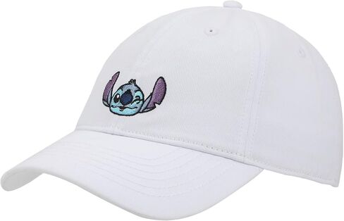 Disney Stitch Embroidered Character & Flowers Women's White & Pink Unstructured Baseball Cap in Saudi Arabia