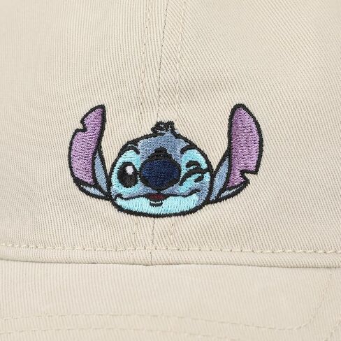 Disney Stitch Embroidered Character & Flowers Women's White & Pink Unstructured Baseball Cap in Saudi Arabia
