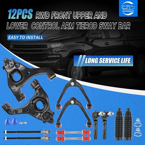 12PCS RWD Front End Suspension Kit for 1999-2006 Chevy Silverado GMC Sierra 1500 2WD, Upper Control Arms w/Ball Joints Suspension Kit Replacement K80942PU in Saudi Arabia