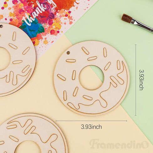 Framendino, 30 Pack Wood Donuts Cutouts Unfinished Wooden Shaped Hanging Ornaments for DIY Crafts Gift Tags in Saudi Arabia