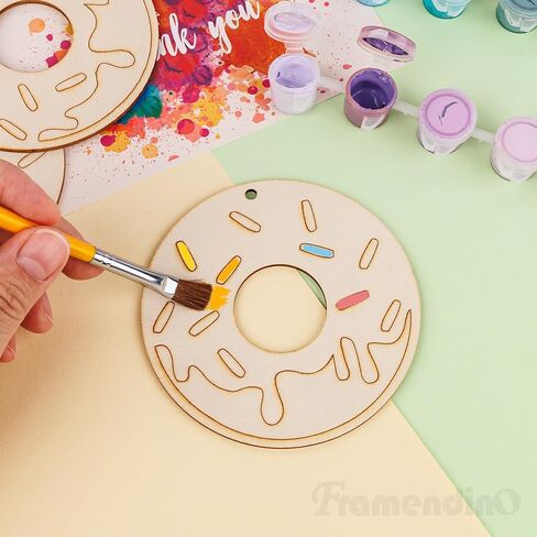 Framendino, 30 Pack Wood Donuts Cutouts Unfinished Wooden Shaped Hanging Ornaments for DIY Crafts Gift Tags in Saudi Arabia