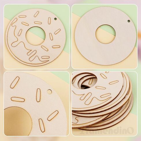Framendino, 30 Pack Wood Donuts Cutouts Unfinished Wooden Shaped Hanging Ornaments for DIY Crafts Gift Tags in Saudi Arabia
