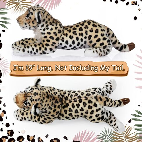 15 Inch Stuffed Animal Stuffed Tiger Leopard Lion Plush Toys Realistic Plush Gifts Wild Animal Toys Jungle Animals for Boys Girls Birthday Parties Gift(Leopard) in Kuwait