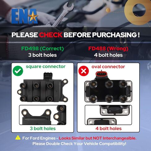 ENA Set of 1 Ignition Coil with 6 Spark Plugs and Wire Set Compatible with Ford 2004 2005 2006 2007 2008 Ranger 2002-2007 B3000 3.0L V6 Replacement for FD498 C1312 3354 SP413 in Kuwait