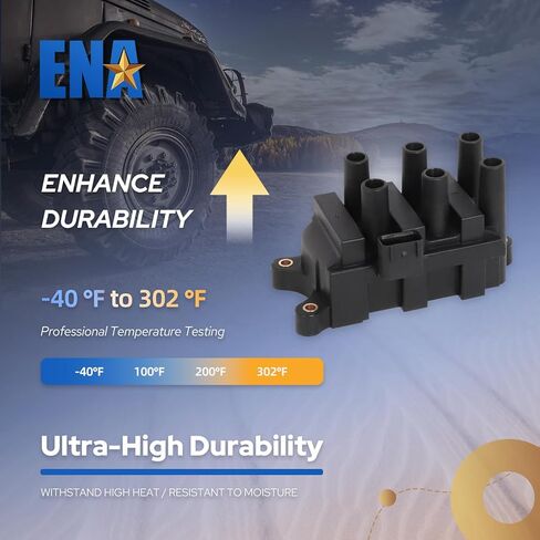 ENA Set of 1 Ignition Coil with 6 Spark Plugs and Wire Set Compatible with Ford 2004 2005 2006 2007 2008 Ranger 2002-2007 B3000 3.0L V6 Replacement for FD498 C1312 3354 SP413 in Kuwait