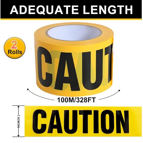 شريط تحذيري أصفر 3 بوصة × 328 قدمًا ، شريط تحذير عاكس للماء ، شريط بناء شريط أمان لمجالات الخطر/المخاطر/مسرح الجريمة/زخارف حفلات الهالوين in Kuwait