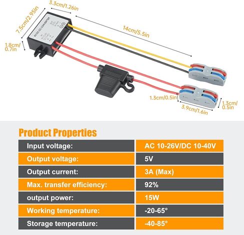 محول تيار متردد/تيار مستمر 15-40 فولت إلى تيار مستمر 12 فولت 3 أمبير، DC-DC 24 فولت/36 فولت تيار متردد 24 فولت/36 فولت إلى تيار مستمر 12 فولت محول جهد باك IP68 مقاوم للماء لعربة السيارة والشاحنة والقارب in Kuwait