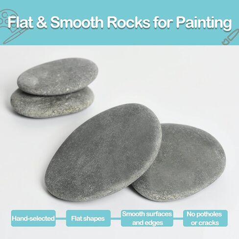 Simetufy 15 Pcs Extra Large Rocks for Painting, 4-5 Inch River Rocks Painting Stones Smooth Flat Rocks for Painting, Natural Rocks to Paint for Arts DIY Crafts Kids Painters in Kuwait