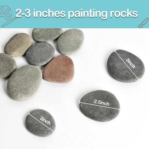 Simetufy 15 Pcs Extra Large Rocks for Painting, 4-5 Inch River Rocks Painting Stones Smooth Flat Rocks for Painting, Natural Rocks to Paint for Arts DIY Crafts Kids Painters in Kuwait