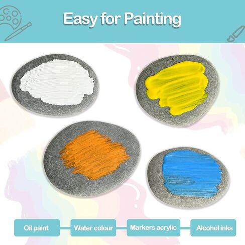 Simetufy 15 Pcs Extra Large Rocks for Painting, 4-5 Inch River Rocks Painting Stones Smooth Flat Rocks for Painting, Natural Rocks to Paint for Arts DIY Crafts Kids Painters in Kuwait